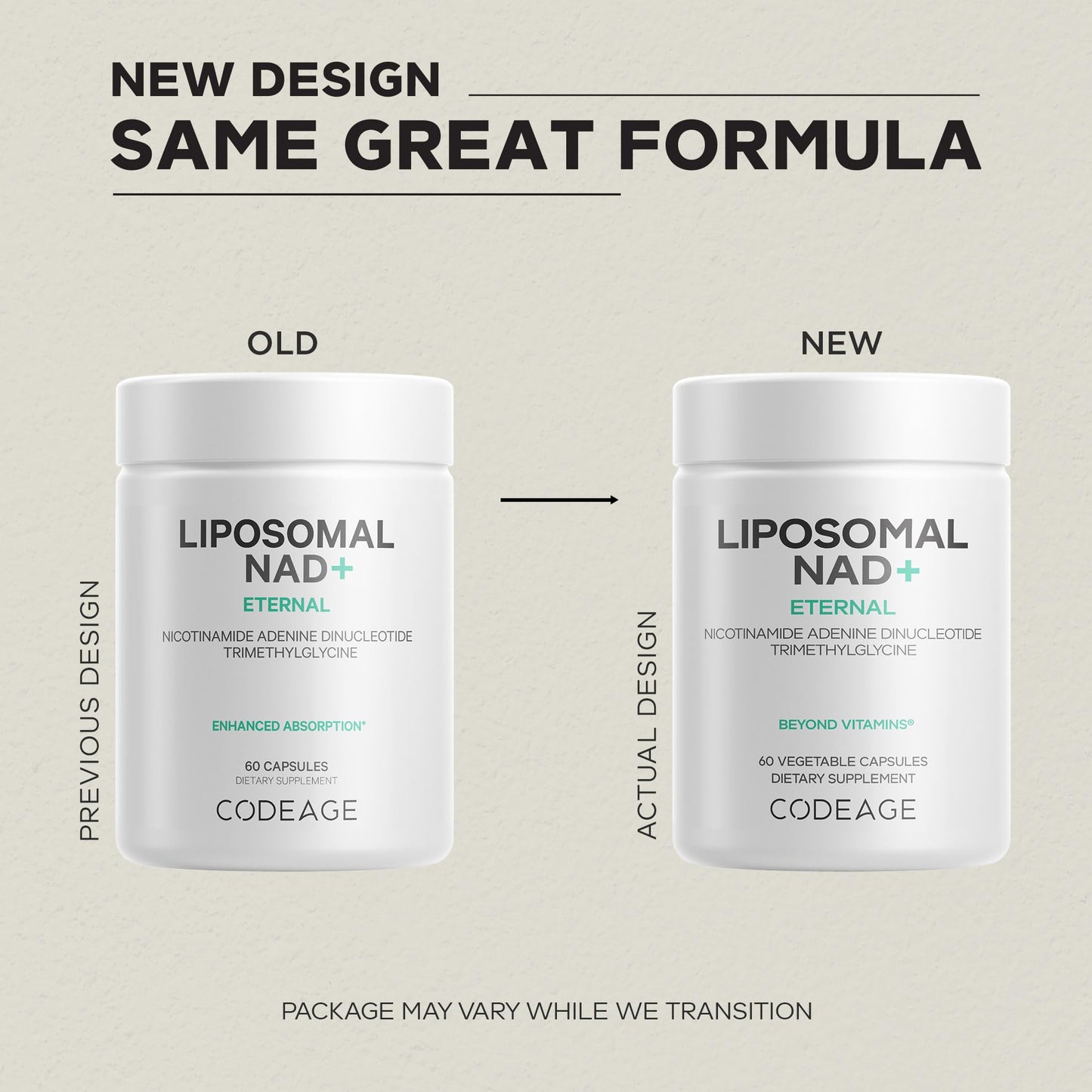 Codeage Liposomal NAD+ Supplement - NAD Nicotinamide Adenine Dinucleotide Coenzyme Pills - 500 mg NAD+ Per Serving & Betaine Anhydrous - Liposomal Delivery - Vegan, Non-GMO, Gluten-Free - 60 Capsules - Maple Wellness Supplements