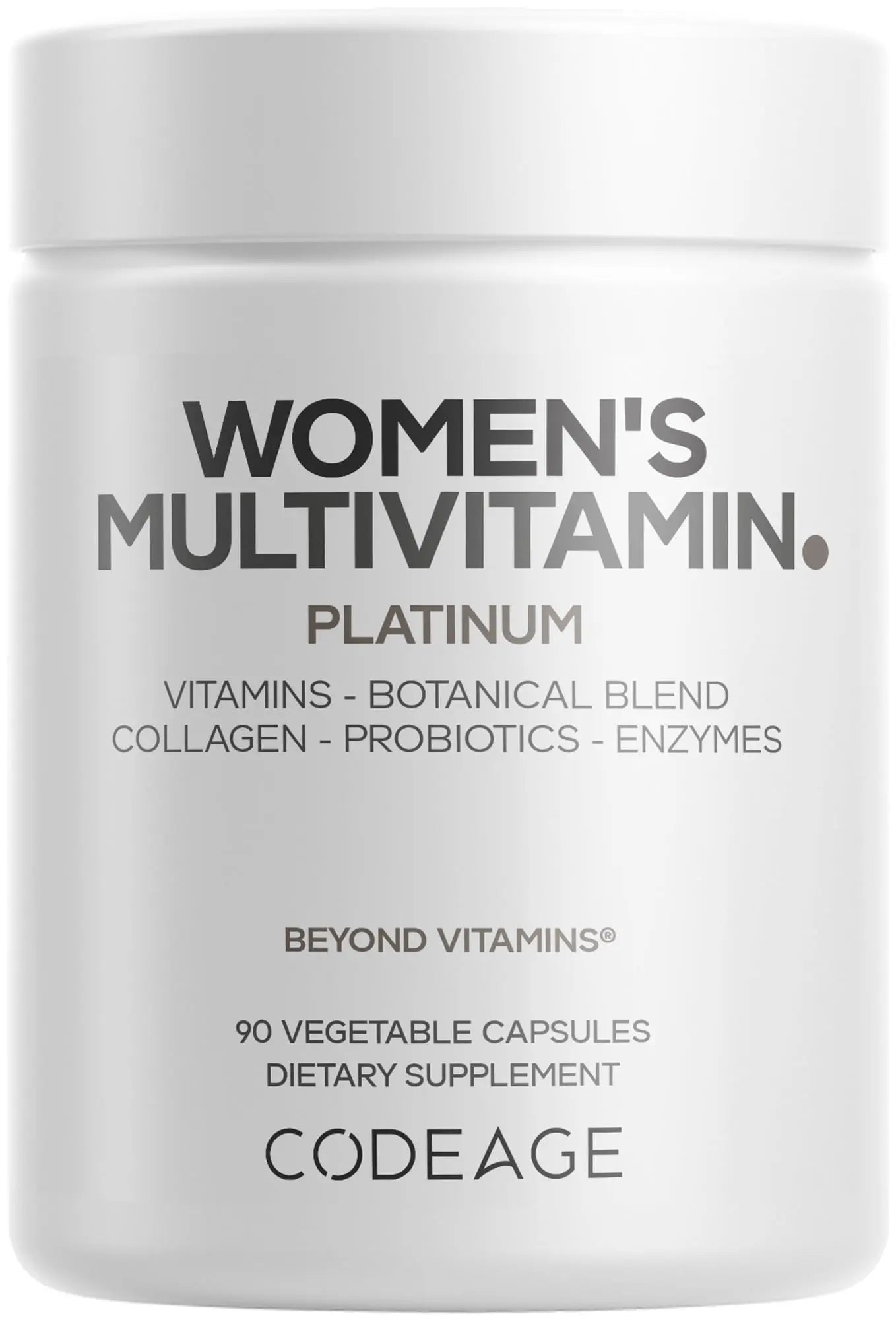 Codeage Women’s Multivitamin Platinum - Vitamins A D3 K1 K2 B12 & Minerals, CoQ10, Skin, Hair & Nails Complex, Collagen, Botanicals, Probiotics - Maple Wellness Supplements