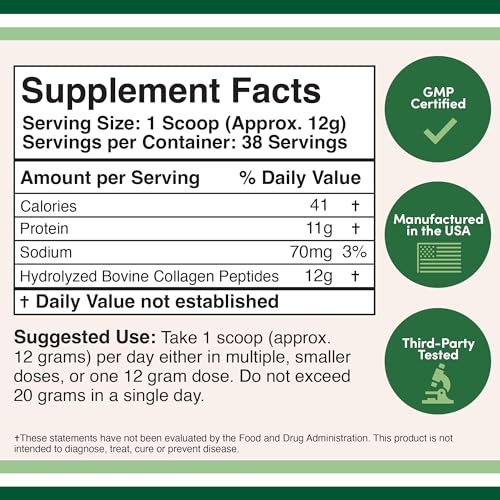 Collagen Peptides Powder - Hydrolyzed Collagen, Keto Safe - 16.08oz - Multi Type 1, 2 - Maple Wellness Supplements