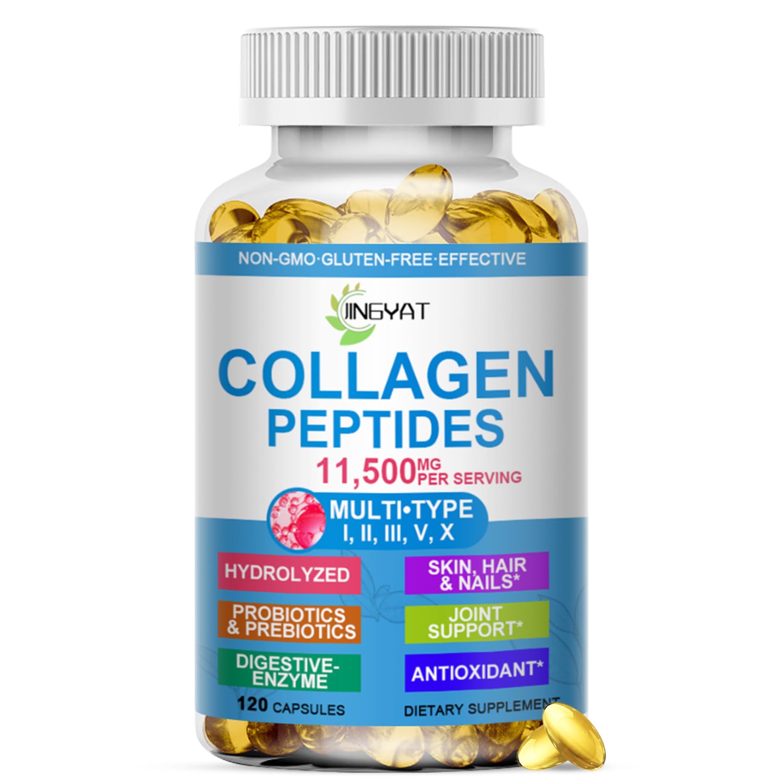 Collagen Peptides Softgels, Multi Collagen Peptide w/ Glucosamine Chondroitin MSM Biotin, Hydrolyzed Collagen Peptides Complex for Women Supports Skin Hair - Maple Wellness Supplements