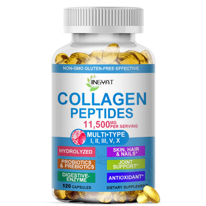 Collagen Peptides Softgels, Multi Collagen Peptide w/ Glucosamine Chondroitin MSM Biotin, Hydrolyzed Collagen Peptides Complex for Women Supports Skin Hair - Maple Wellness Supplements