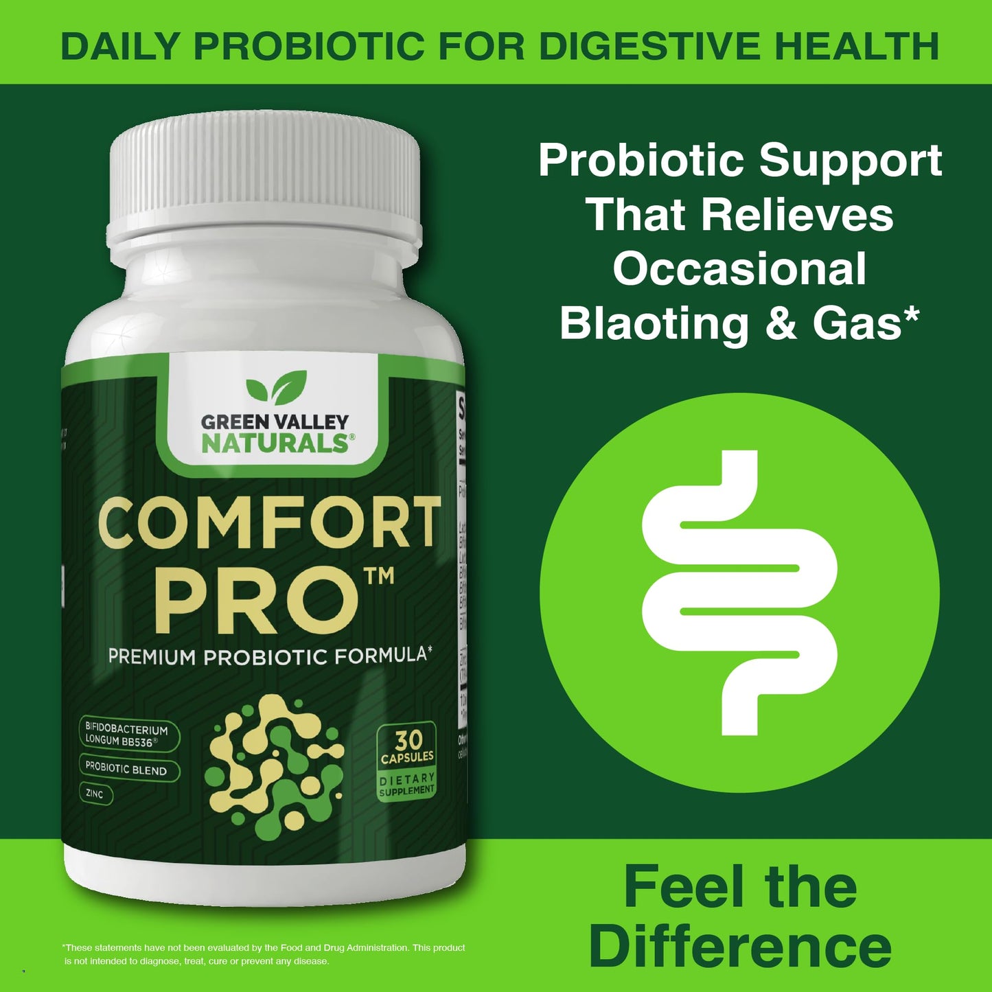 ComfortPro™ Daily Probiotics for Digestive Health | Constipation Relief & Bloating Support for Women & Men | Gut Cleanse with Zinc | Helps Reduce Gas & Promotes Digestive Regularity | Valley Formula - Maple Wellness Supplements