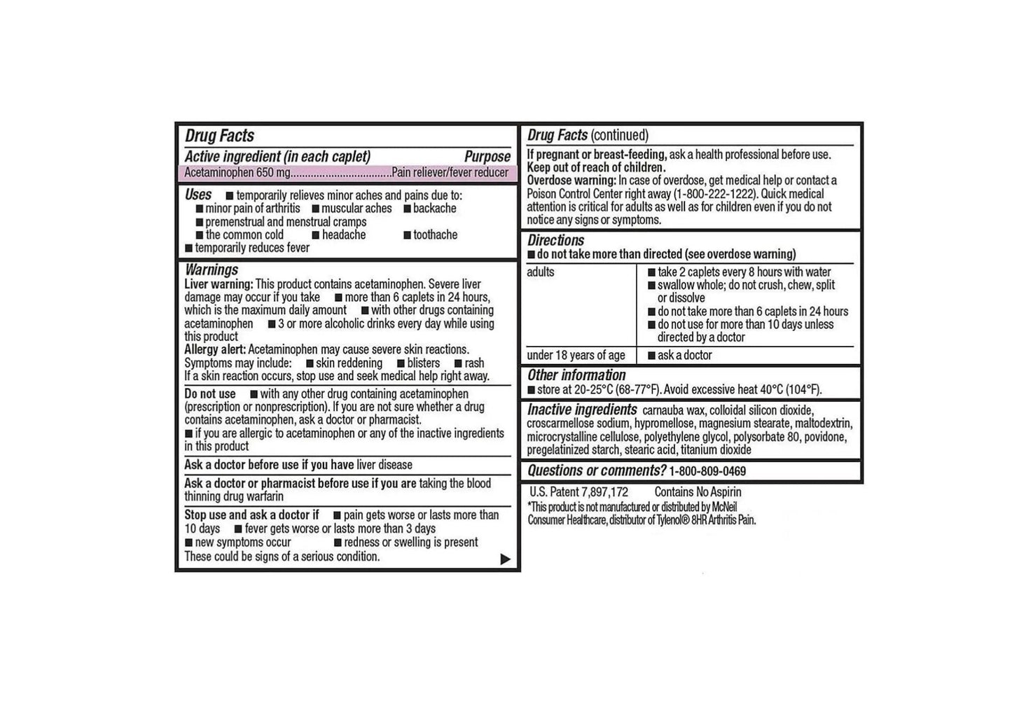 Compare to Tylenol Arthritis Pain Active Ingredient. - Member's Mark - Arthritis Pain Reliever, Extended Release, Acetaminophen 650 mg, 400 CapletsQ - Maple Wellness Supplements