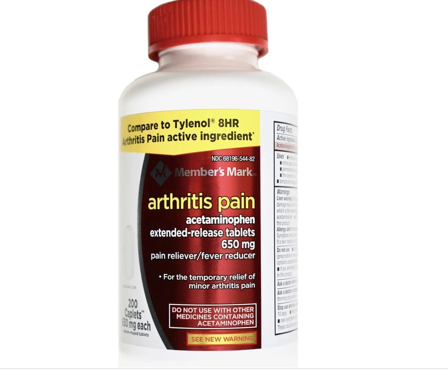 Compare to Tylenol Arthritis Pain Active Ingredient. - Member's Mark - Arthritis Pain Reliever, Extended Release, Acetaminophen 650 mg, 400 CapletsQ - Maple Wellness Supplements