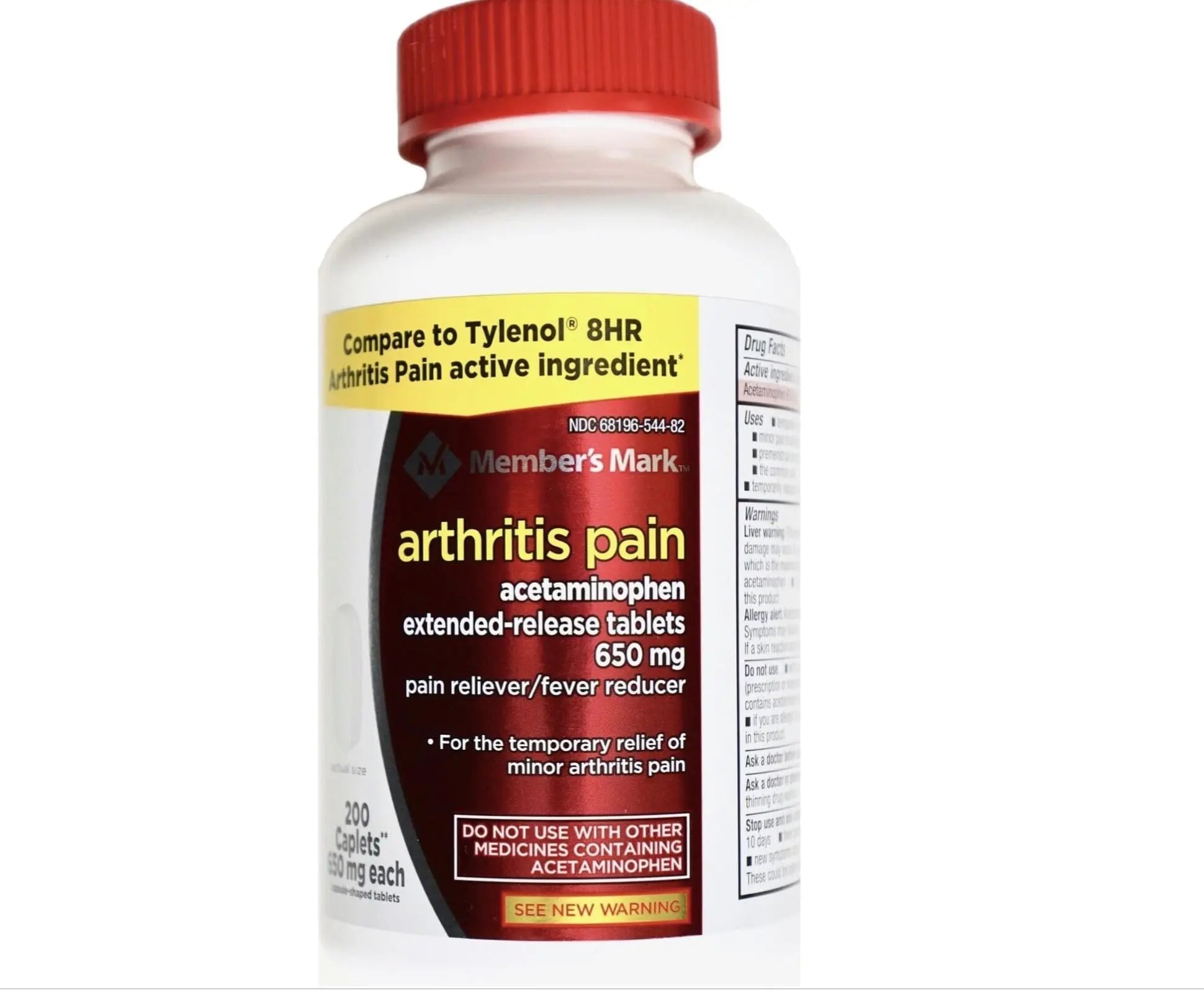 Compare to Tylenol Arthritis Pain Active Ingredient. - Member's Mark - Arthritis Pain Reliever, Extended Release, Acetaminophen 650 mg, 400 CapletsQ - Maple Wellness Supplements