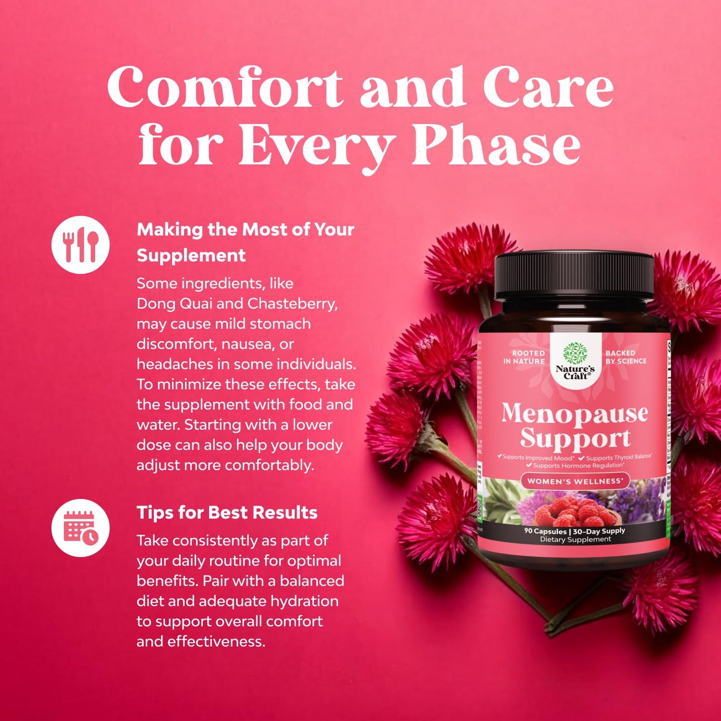 Complete Herbal Menopause Supplement for Women - Multibenefit Menopause Ease Hormone Balance for Women for Night Sweats Mood and More with Dong Quai Vitex Chaste Berry and Black Cohosh - 90 Count - Maple Wellness Supplements
