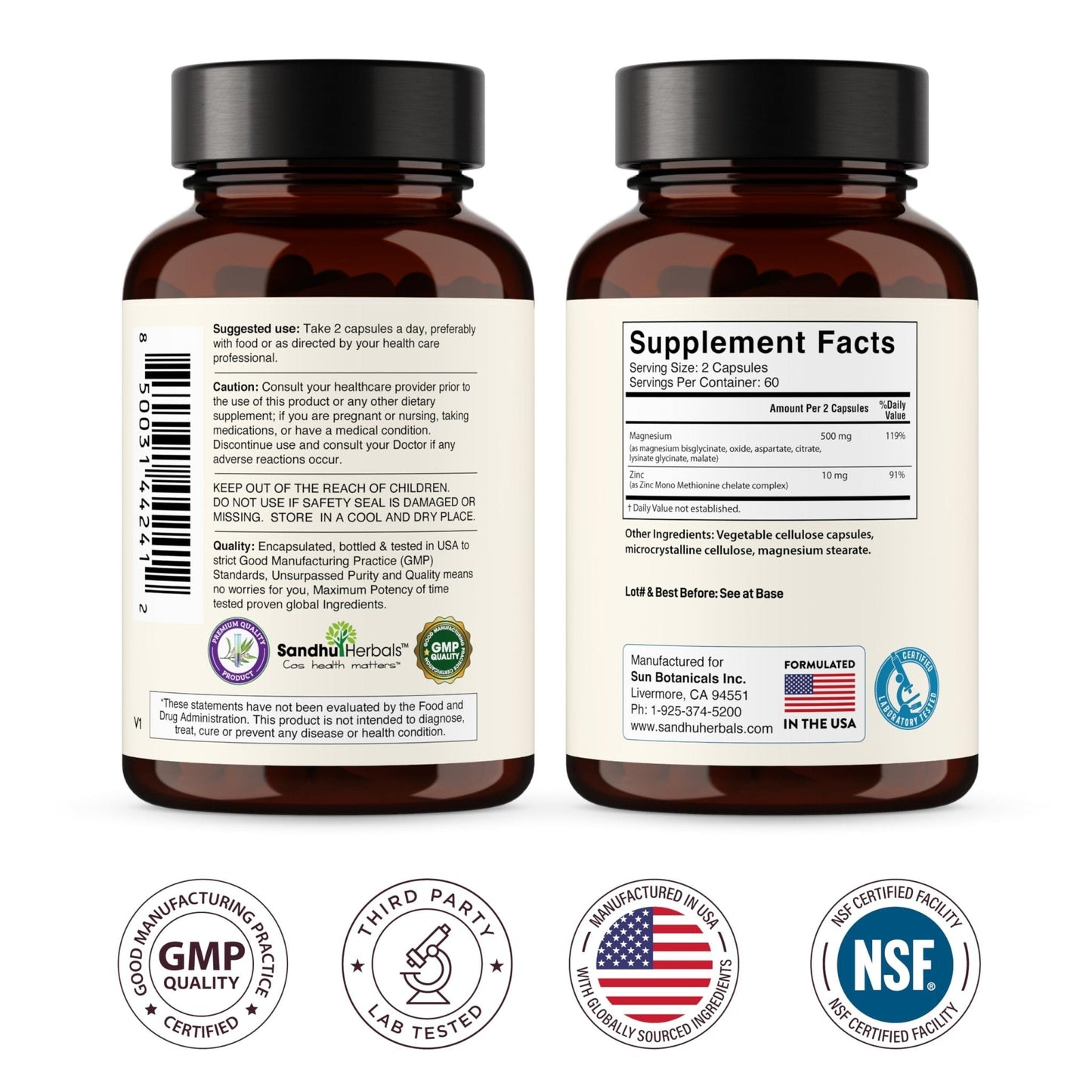 Complete Magnesium Complex 500mg for Women & Men | 120 Capsules | 6 in 1 Mag Supplement with Zinc | Quality Sleep & Muscle Health | Glycinate, Citrate - Maple Wellness Supplements
