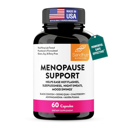 Complete Menopause Support Supplement For Women | With Ashwagandha, Black Cohosh, Dong Quai & Muira Puama | Helps Easing Hot Flashes, Night Sweats, Mood Swings, Hormone Balance & Harmony | 60 Capsules - Maple Wellness Supplements