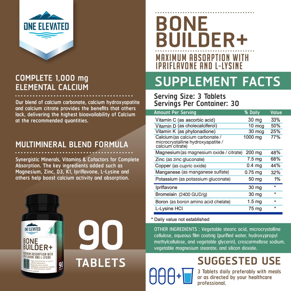 Comprehensive Bone Builder Calcium Supplement. Formulated with Highest Grade Calcium -Carbonate/Hydroxyapatite/Citrate, Magnesium, Zinc, D3. Works in Sync for Optimum Bone Health and Bone Strength. - Maple Wellness Supplements