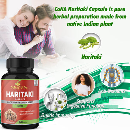 Cona Nature Organic India Haritaki Capsules 2250MG, Rejuvenation, Improving Digestion, Maintains Regularity | Non-GMO Vegan Gluten-Free Herbs and Supplements, 120 Caps - Maple Wellness Supplements