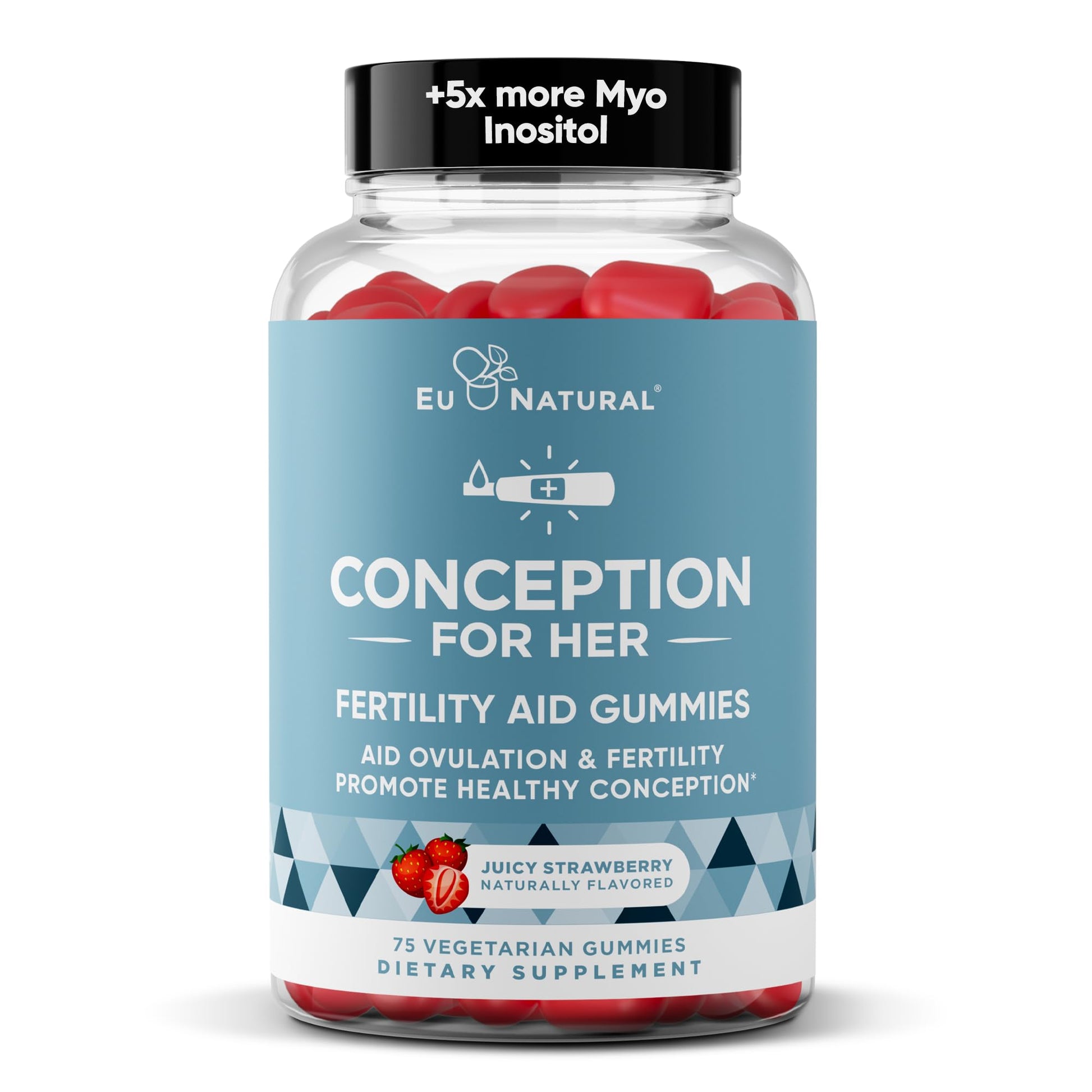 Conception for Her Fertility Gummies - Fertility Supplements for Women with Myo Inositol, Folate & more Essential Nutrients - Delicious Juicy Strawberry Hormone Balance Vitamins, 75 ct Pectin Gummies - Maple Wellness Supplements