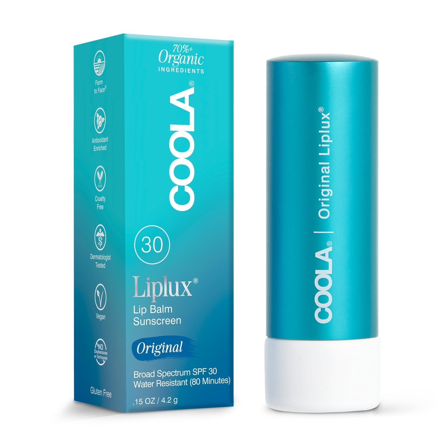 COOLA Organic Liplux Lip Balm and Sunscreen with SPF 30, Dermatologist Tested Lip Care for Daily Protection - Maple Wellness Supplements