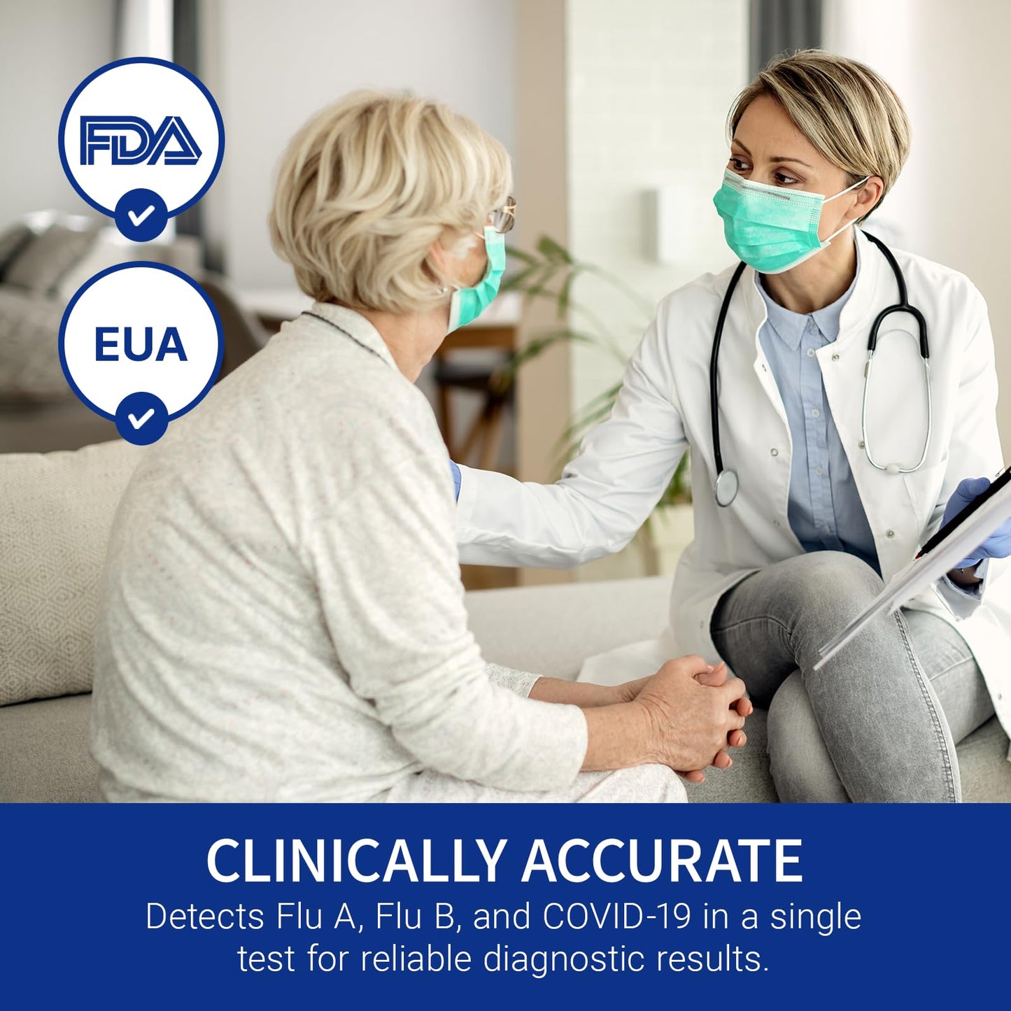 CorDx TyFast Flu A/B & COVID-19 At-Home Multiplex Rapid Test Kit, 3-in-1 Antigen Test, Results in 10 Minutes, EUA Authorized OTC, 4 Tests - Maple Wellness Supplements
