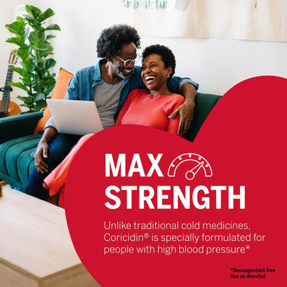 Coricidin HBP, Decongestant-Free Cold Symptom Relief for People with High Blood Pressure, Maximum Strength, Flu & Chest Congestion Liquid Gels, 24 Count - Maple Wellness Supplements
