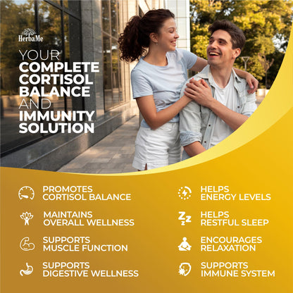 Cortisol Balance and Immune Support Supplement with Ashwagandha, Irish Sea Moss, Black Seed, Vitamin D and Magnesium Complex | Mood Enhancer | Immunity Booster | Stress Relief Pills | 90 Capsules - Maple Wellness Supplements