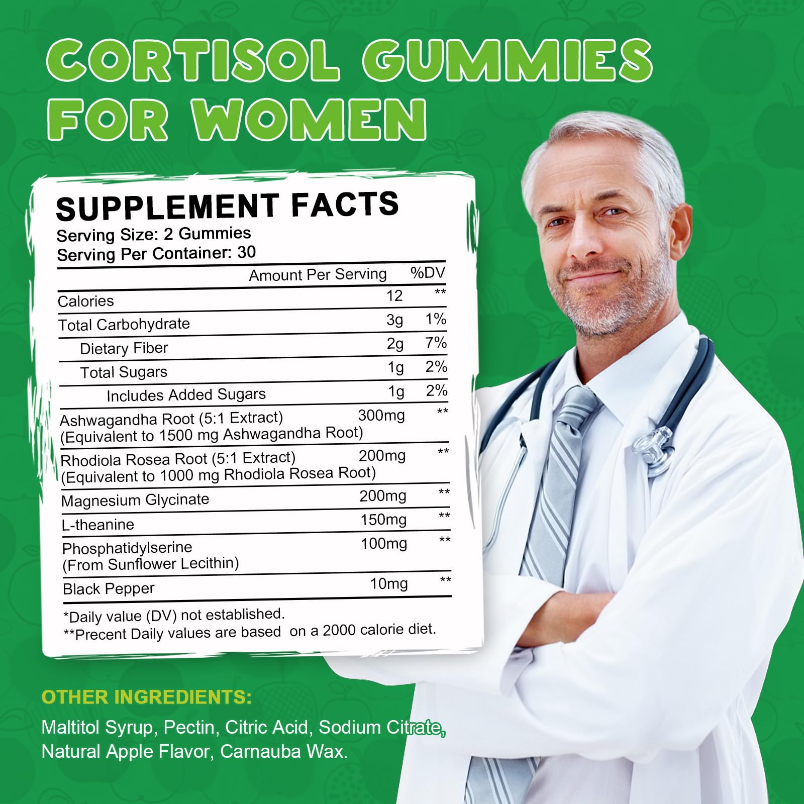 Cortisol Detox for Women Gummies, Cortisol Reducer Detox Manager, Magnesium Ashwagandha Rhodiola Rosea Herbal Complex for Mood/Focus & Sleep, Maintain Healthy Cortisol Levels - 30 Day Vegan Supply - Maple Wellness Supplements
