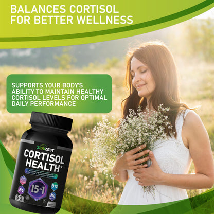 Cortisol Detox Supplement for Women Men - Control & Lower High Cortisol Level - Adrenal Health Balance Cleanse Sleep Stress Support - Magnesium Ashwagandha L-Theanine Cortisol Blocker Reducer - Maple Wellness Supplements