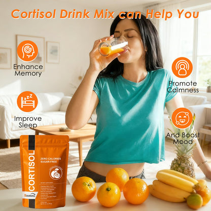 Cortisol Drink Mix | Cortisol Supplements for Women & Men | Ashwagandha, L-Theanine, Turmeric Root, Black Pepper Extract, Healthy Cortisol Levels, Mental Clarity - Maple Wellness Supplements