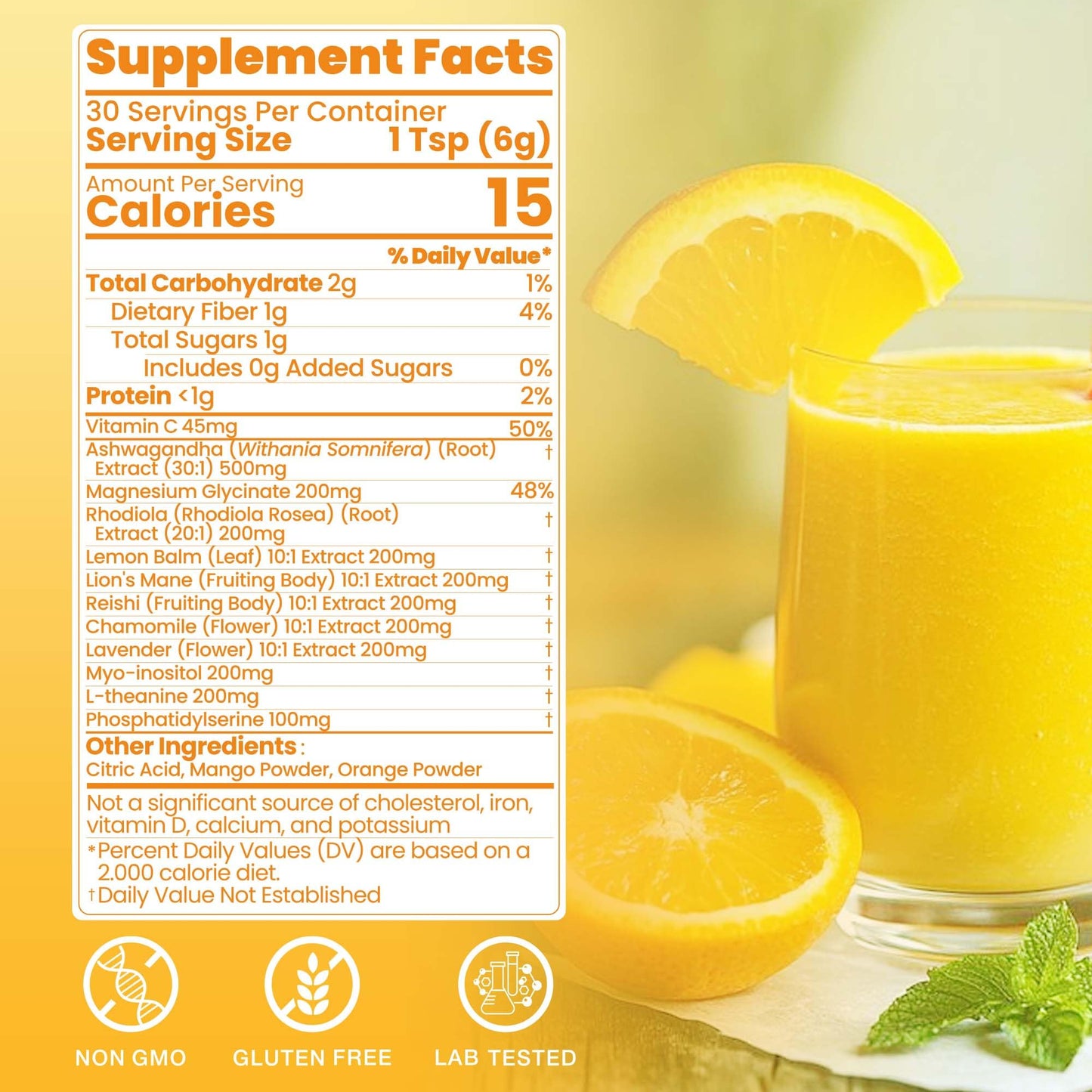 Cortisol Drink Powder, Cortisol Supplements for Women | Magnesium Glycinate, Ashwagandha, L-Theanine & Lion’s Mane | Relaxation, Focus & Stress Balance | Mango Orange Flavor | 30 Servings - Maple Wellness Supplements