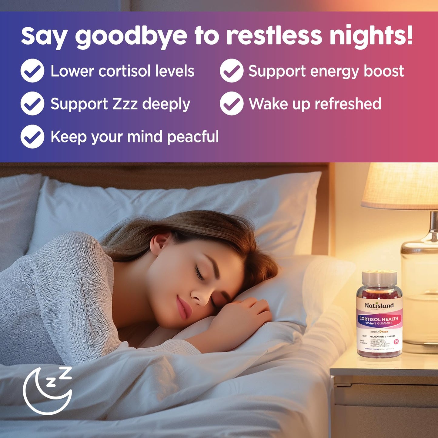 Cortisol Gummies, 12-in-1 Cortisol Reducer, with Magnesium Glycinate, Ashwagandha, L-Theanine, Phosphatidylserine, Vitamin B6 & D3, Rhodiola Rosea, for Men & Women, Sugar-Free, Vegan, NON-GMO, 60CT - Maple Wellness Supplements