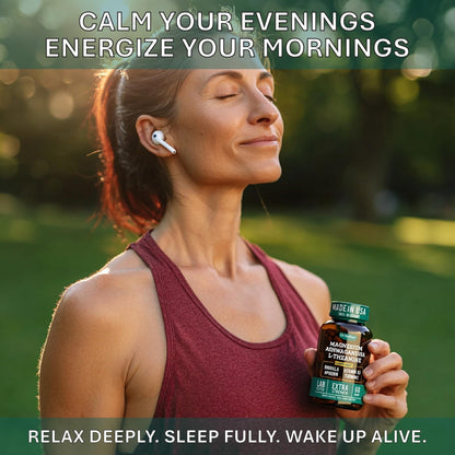 Cortisol Reducer & Adrenal Support Supplement–Natural Stress Relief with Ashwagandha KSM-66, Magnesium Glycinate & Citrate, L-Theanine, Rhodiola, Apigenin, Turmeric & Vitamin D3–Calm Mood & Relaxation - Maple Wellness Supplements