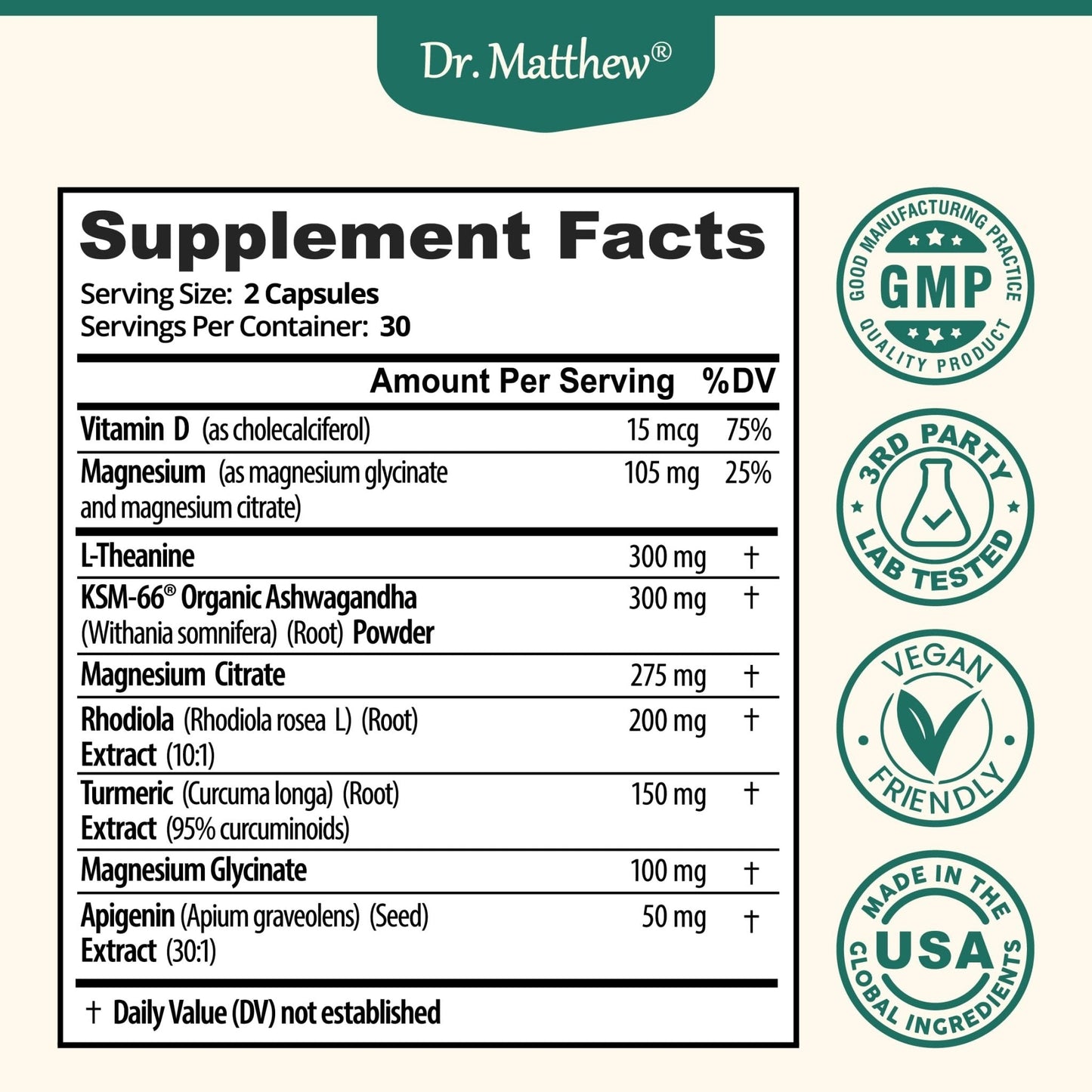 Cortisol Reducer & Adrenal Support Supplement–Natural Stress Relief with Ashwagandha KSM-66, Magnesium Glycinate & Citrate, L-Theanine, Rhodiola, Apigenin, Turmeric & Vitamin D3–Calm Mood & Relaxation - Maple Wellness Supplements