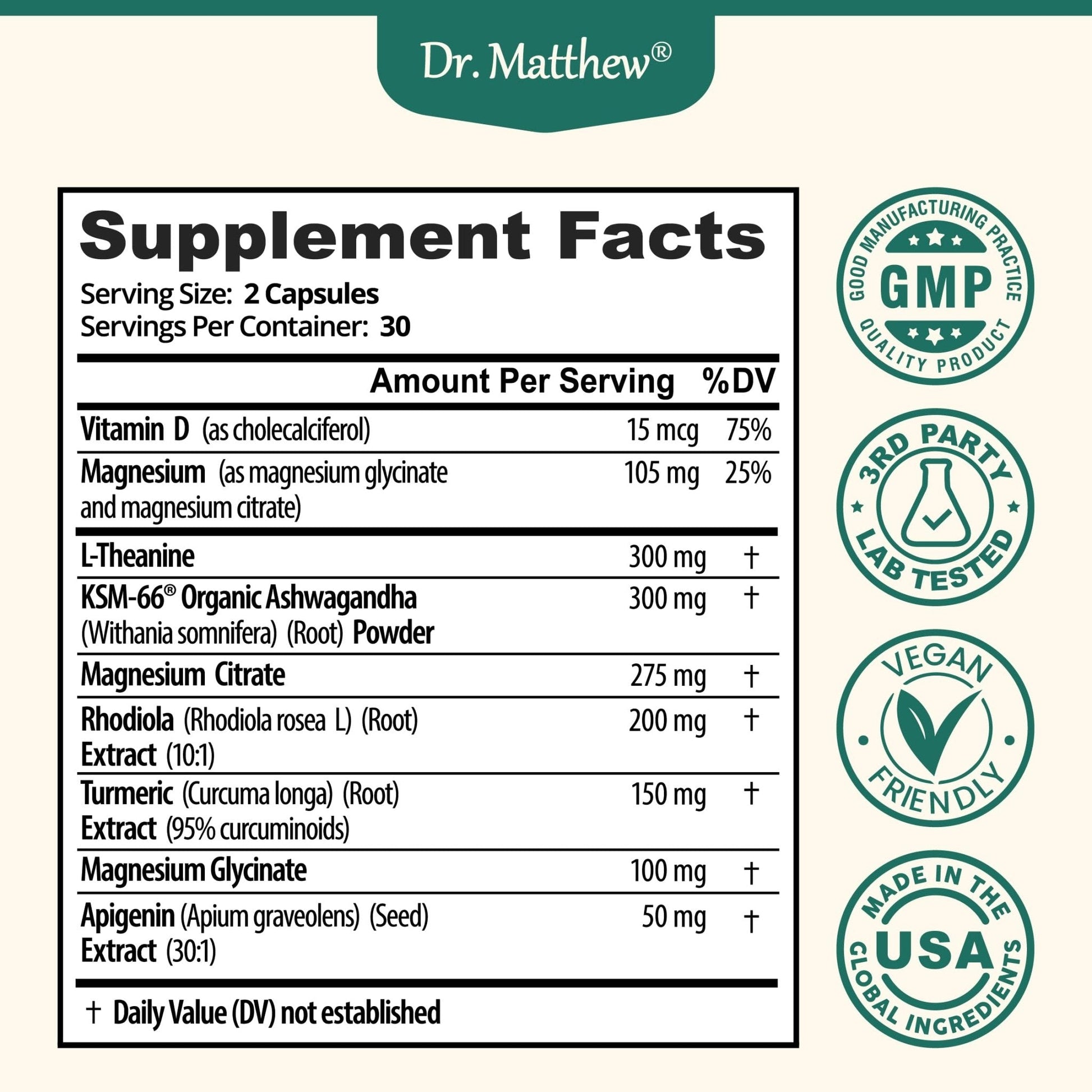 Cortisol Reducer & Adrenal Support Supplement–Natural Stress Relief with Ashwagandha KSM-66, Magnesium Glycinate & Citrate, L-Theanine, Rhodiola, Apigenin, Turmeric & Vitamin D3–Calm Mood & Relaxation - Maple Wellness Supplements