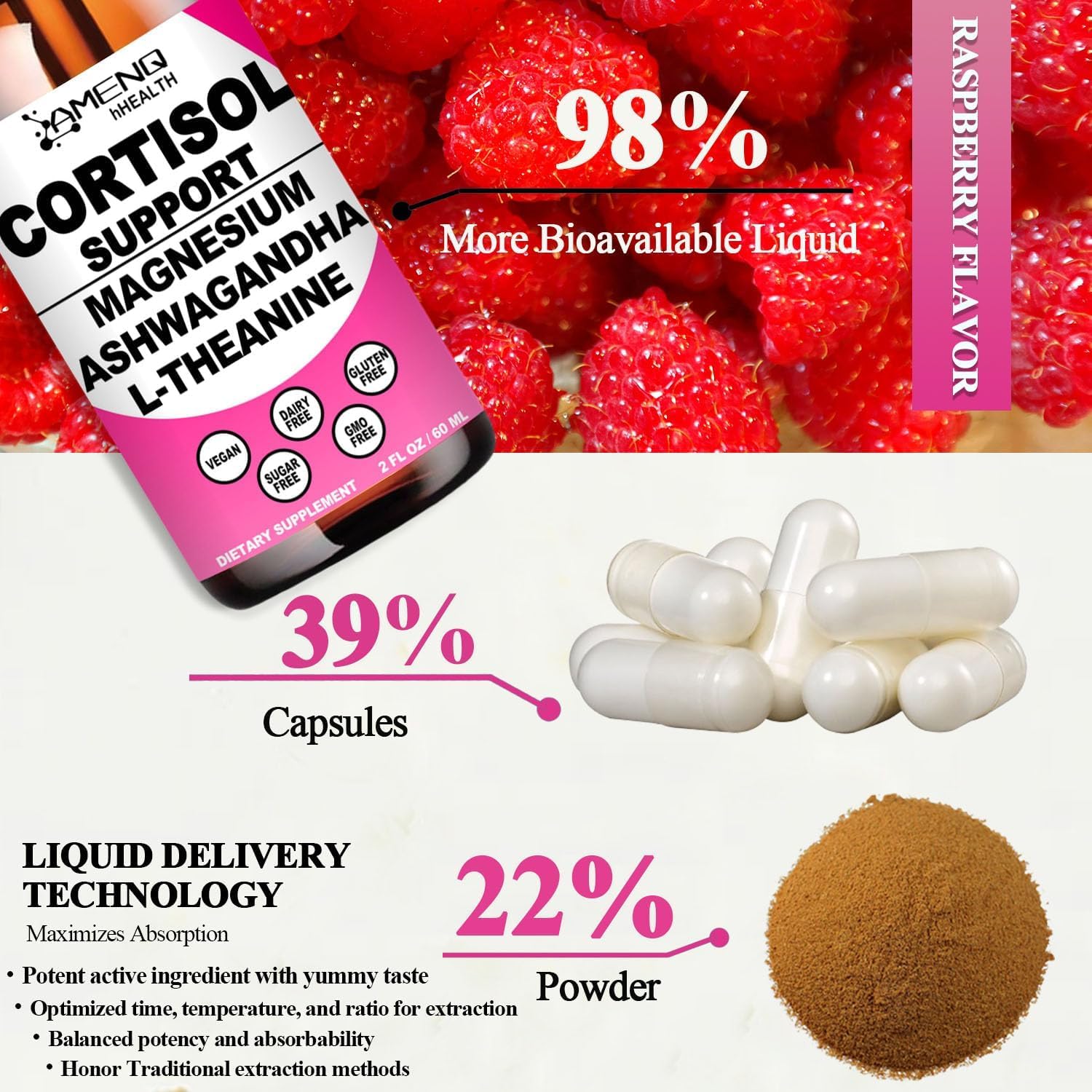 Cortisol Supplement Liquid Drops, 17-in-1 Cortisol Reducer w. Ksm-66 Ashwagandha Theanine Rhodiola Rosea Magnesium Phosphatidylserine, Hormone Balanced & Lower Cortisol for Women Calm* Relaxation - Maple Wellness Supplements