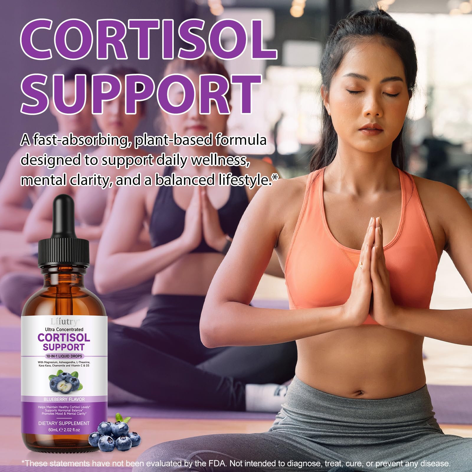 Cortisol Supplement Liquid Drops, Cortisol Supplements for Women & Men, 10 in 1 Cortisol Detox Manager Reducer with Magnesium, Ashwagandha, L-theanine, Hormone Balanced, Sleep Support - 2.02 fl.oz - Maple Wellness Supplements