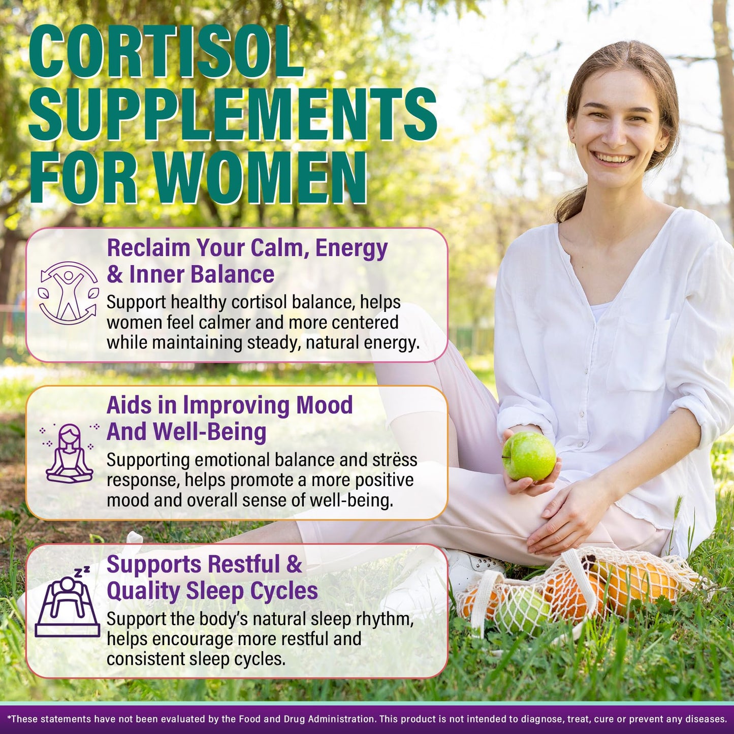 Cortisol Supplements for Women & Men, Cortisol Reducer Gummies w/ Magnesium, Ashwagandha, L-Theanine, Rhodiola, Reishi, 24 IN 1 Cortisol Detox Manager for Calm Mood, Focus & Relaxation,Vegan, 120 Cts - Maple Wellness Supplements