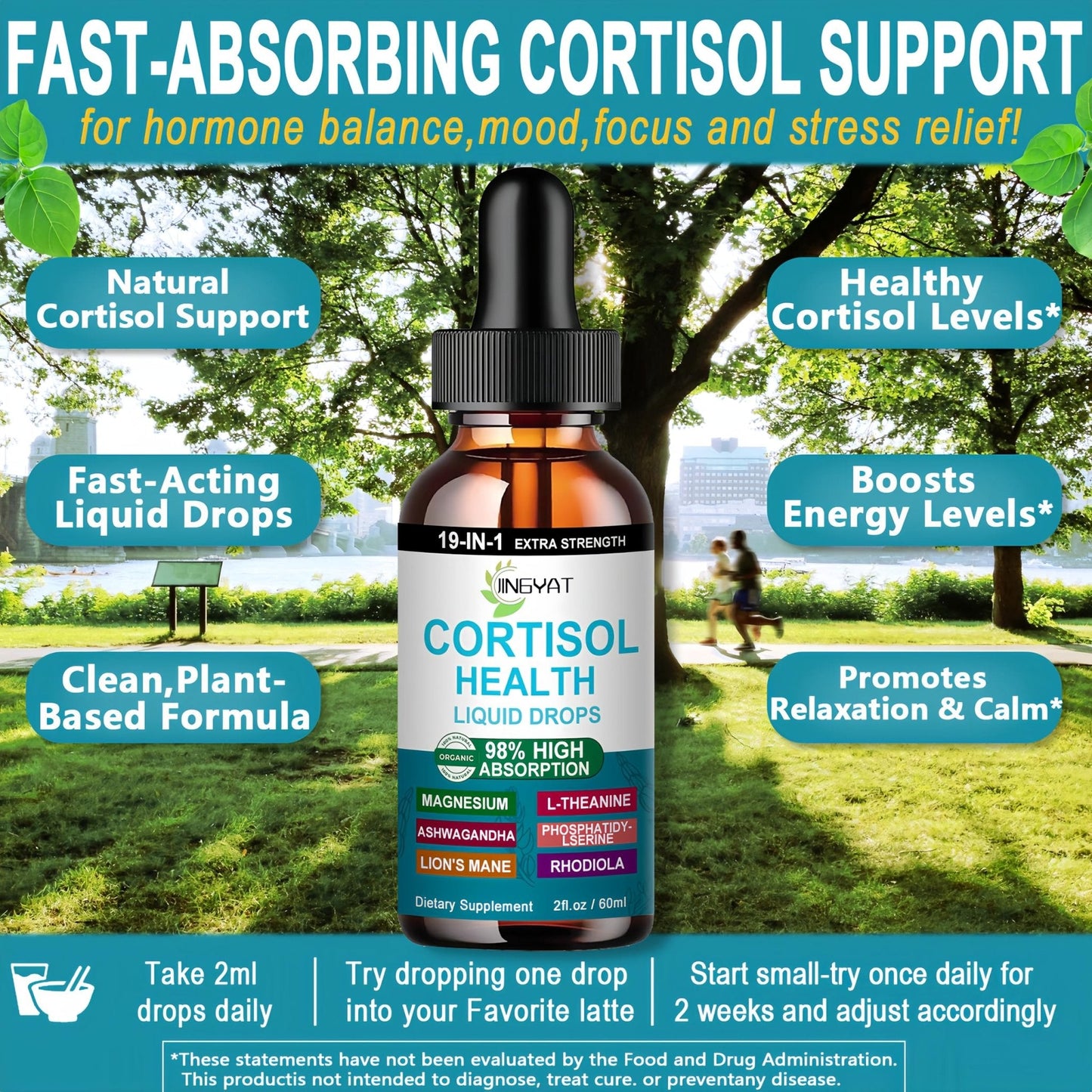 Cortisol Supplements for Women,19-in-1 Cortisol Supplement Liquid Drops w/Magnesium,L-Theanine,Ashwagandha,Omega-3, High Absorption Hormone Balanced for Women Drops - Sleep Focus Mood, Non-GMO - Maple Wellness Supplements