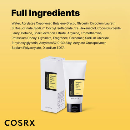 COSRX Advanced Snail Mucin Gel Cleanser, 5.07 Fl Oz / 150 mL, Rich Daily Deep Cleansing Gel for Dry & Sensitive Skin - Maple Wellness Supplements