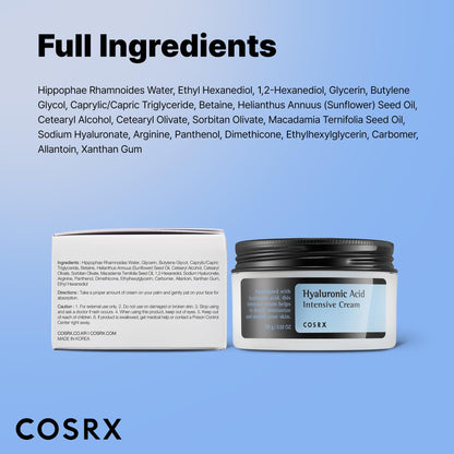COSRX Hyaluronic Acid Moisturizing Cream, Long-lasting Hydration, Rich Moisturizer for Sensitive Skin 3.52 oz / 100g - Maple Wellness Supplements