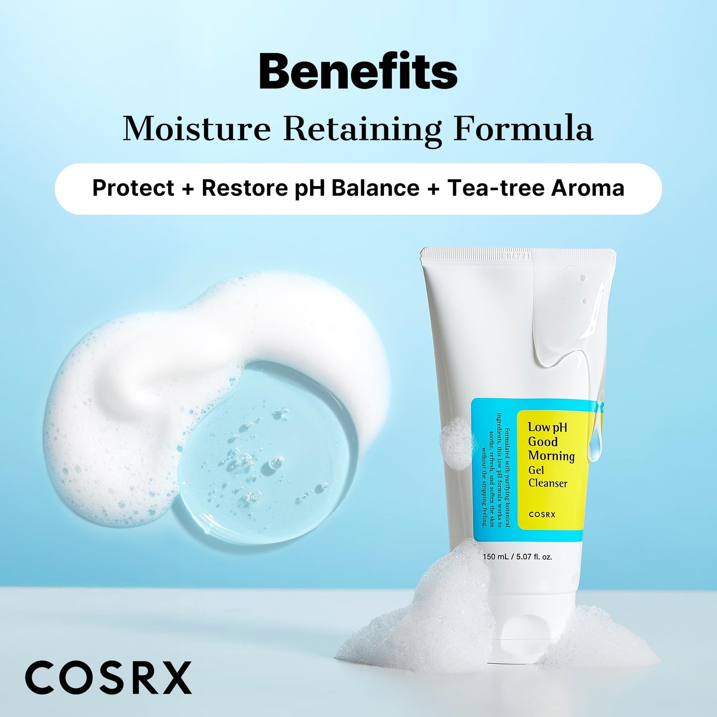 COSRX Low pH Good Morning Gel Face Cleanser, 5.07 fl oz, BHA Face Wash, Daily Mild Face Cleanser for Sensitive Skin - Maple Wellness Supplements
