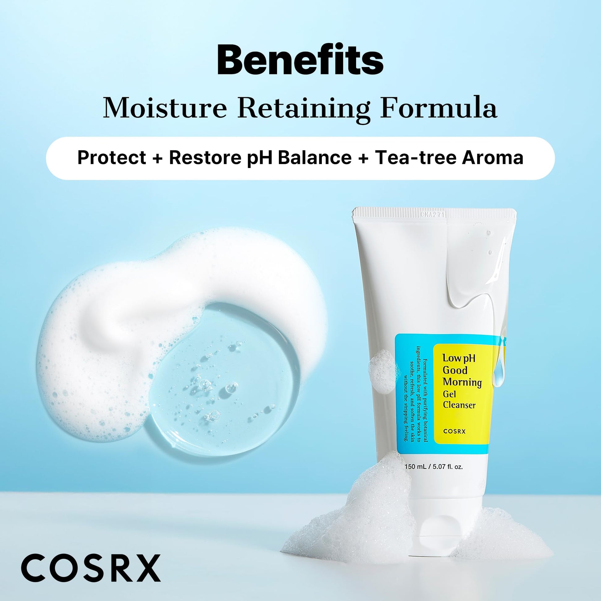 COSRX Low pH Good Morning Gel Face Cleanser, 5.07 fl oz, BHA Face Wash, Daily Mild Face Cleanser for Sensitive Skin - Maple Wellness Supplements