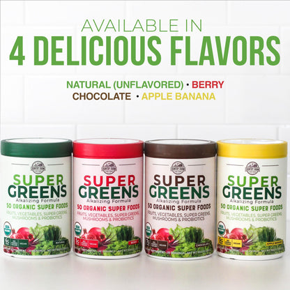 Country Farms Organic Super Greens Natural Flavor, 50 Organic Super Foods, Packed with Fiber, USDA Organic Drink Mix, Fruits, Vegetables, Mushrooms & Probiotics - Maple Wellness Supplements