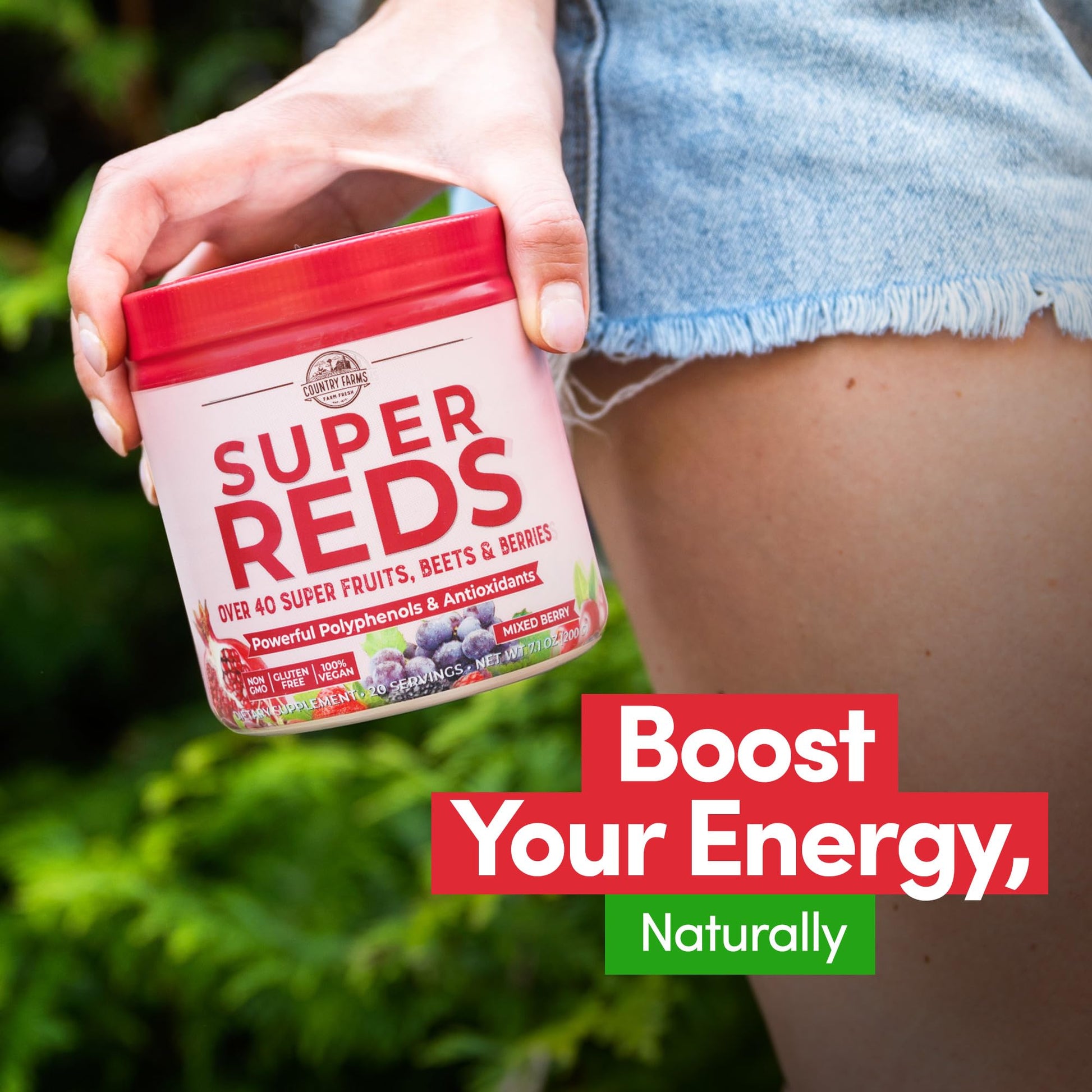 COUNTRY FARMS Super Reds, Energizing Polyphenol Superfood, Over 40 Super Fruits - Maple Wellness Supplements