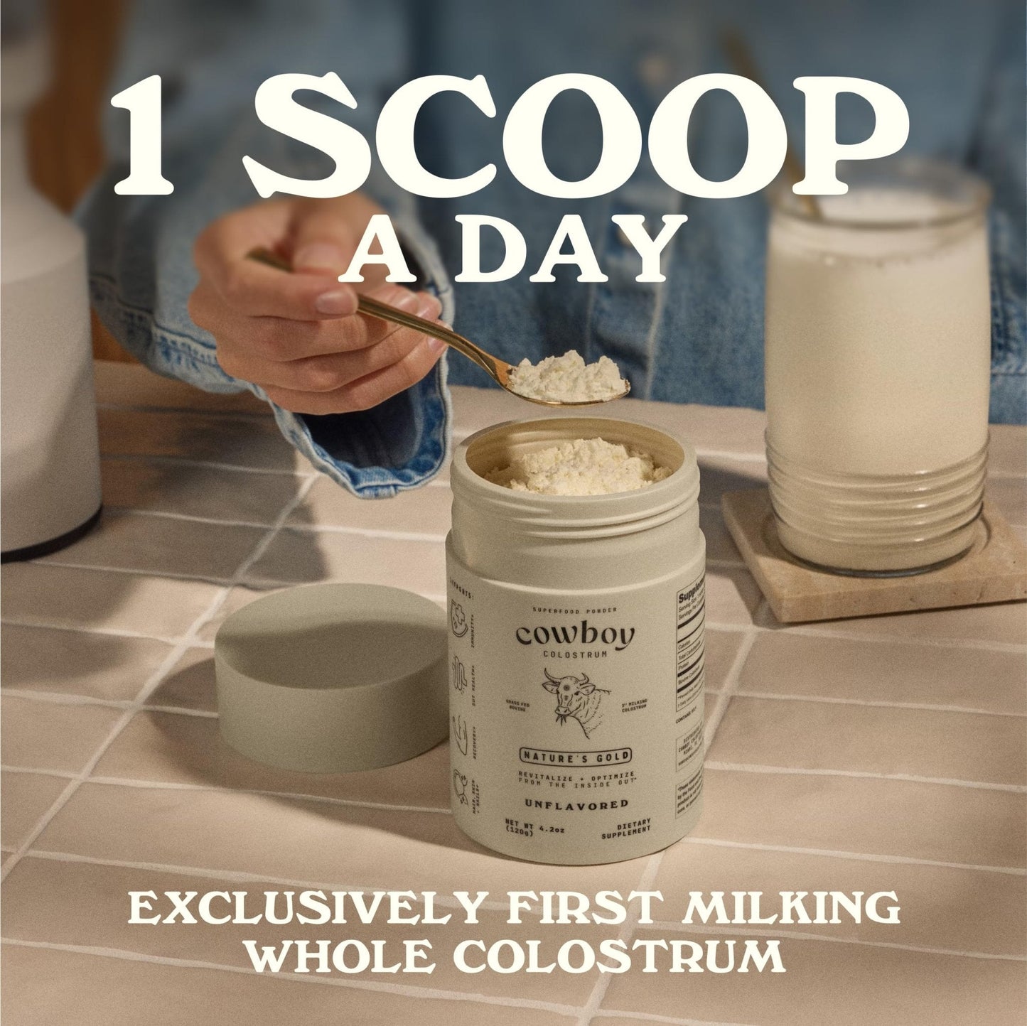 Cowboy - The Exclusive 1st Milking, Whole, Grass Fed Colostrum Supplement for Full Body Health - Sugar Free Bovine Colostrum Powder Packed with Bioactive(Vanilla & Chocolate) Nutrients - Maple Wellness Supplements