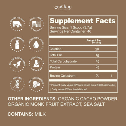 Cowboy - The Exclusive 1st Milking, Whole, Grass Fed Colostrum Supplement for Full Body Health - Sugar Free Bovine Colostrum Powder Packed with Bioactive(Vanilla & Chocolate) Nutrients - Maple Wellness Supplements
