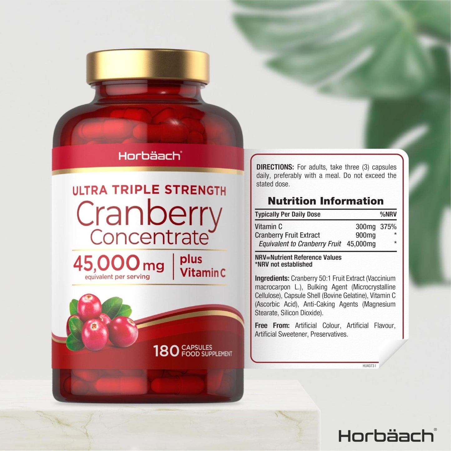 Cranberry Capsules 45,000 mg | High Strength Cranberry Extract with Vitamin C - Maple Wellness Supplements