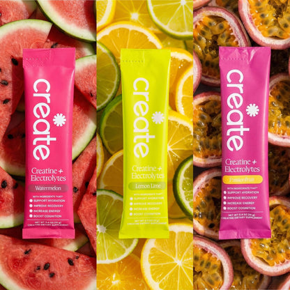Create Creatine + Electrolytes Mix - Creatine Monohydrate Stick Packs, Supports Energy and Hydration, NSF Certified for Sport, 30 Count, Variety Pack - Maple Wellness Supplements