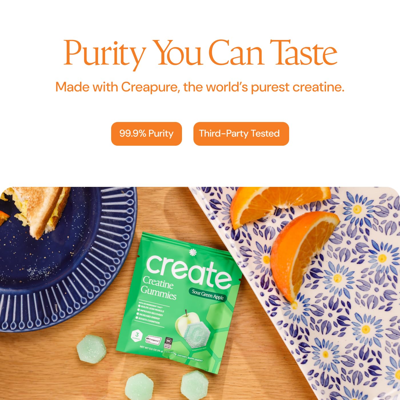 Create Creatine Gummies for Men & Women – NSF Certified, Made with Creapure Creatine Monohydrate, Great Tasting, Anti-Melting Formula, 30ct Standup Pouch, 90 Gummies (Variety Pack) - Maple Wellness Supplements