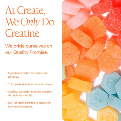Create Creatine Gummies for Men & Women – NSF Certified, Made with Creapure Creatine Monohydrate, Great Tasting, Anti-Melting Formula, 30ct Standup Pouch, 90 Gummies (Variety Pack) - Maple Wellness Supplements