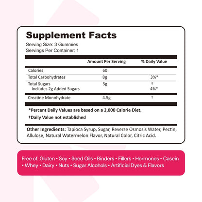 Create Creatine Monohydrate Gummies for Men & Women, Boost Focus, Strength, and Endurance, Anti-Melting Formula, Vegan, Gluten-Free, Non-GMO - Maple Wellness Supplements