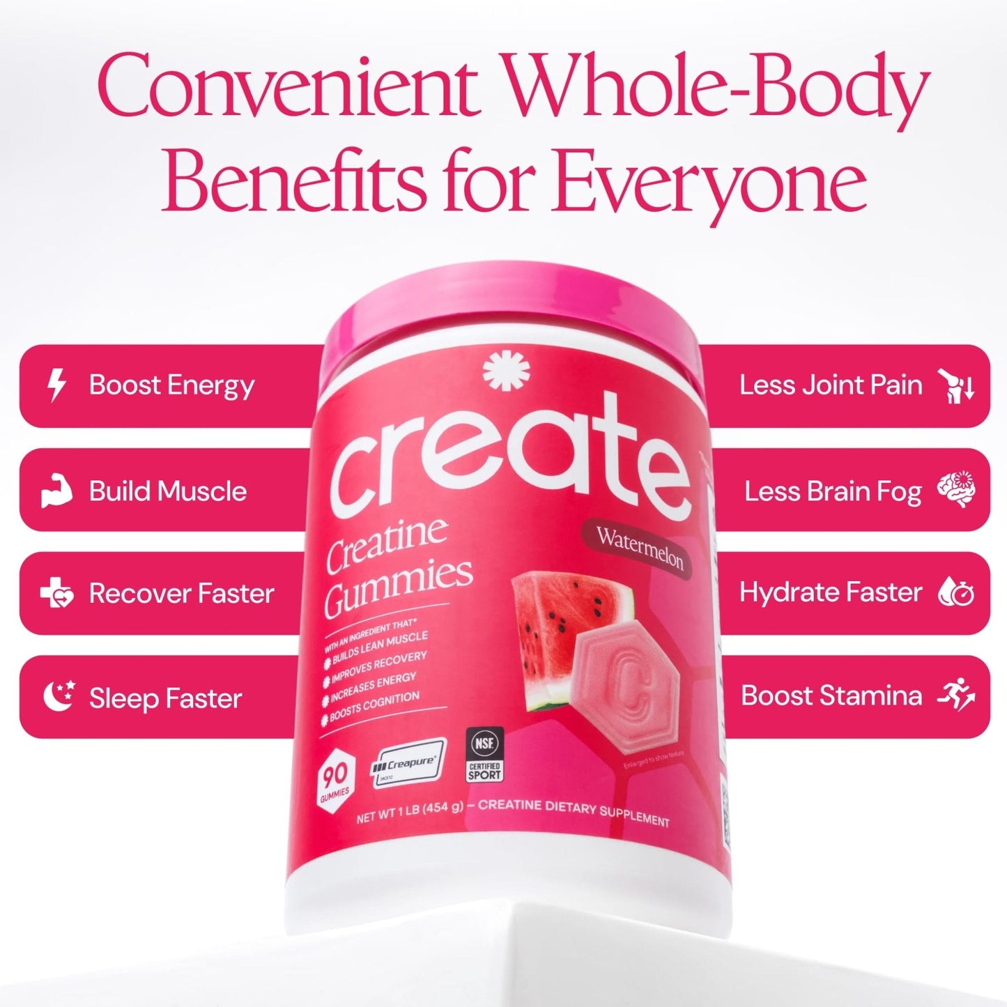 Create Creatine Monohydrate Gummies for Men & Women, Boost Focus, Strength, and Endurance, Anti-Melting Formula, Vegan, Gluten-Free, Non-GMO - Maple Wellness Supplements