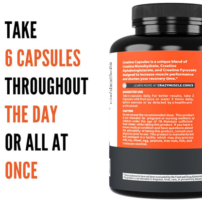 Creatine Capsules, 5g Premium 3X ThreeAtine Pre Workout Bulk Muscle Mass Gainer, High Absorption Easy to Take Creatine Monohydrate Pills Alternative Optimum Performance for Men Women, 180 Capsules - Maple Wellness Supplements