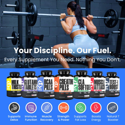 Creatine Capsules, 5g Premium 3X ThreeAtine Pre Workout Bulk Muscle Mass Gainer, High Absorption Easy to Take Creatine Monohydrate Pills Alternative Optimum Performance for Men Women, 180 Capsules - Maple Wellness Supplements