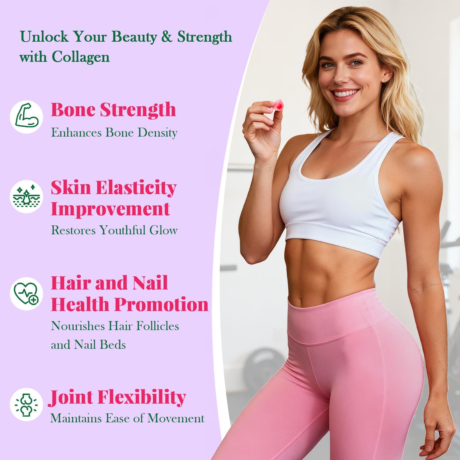 Creatine for Women, Creatine Monohydrate Gummies with Collagen, Vitamin D3 & Calcium for Muscles, Booty & Energy, Flavored Sugar Free Creatine Gummies Post - Maple Wellness Supplements