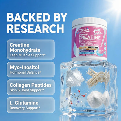 Creatine for Women | Creatine Monohydrate + Powder Myo-Inositol Collagen Biotin Hyaluronic Acid Folate L Glutamine Vitamin D3 Iron Zinc - Maple Wellness Supplements