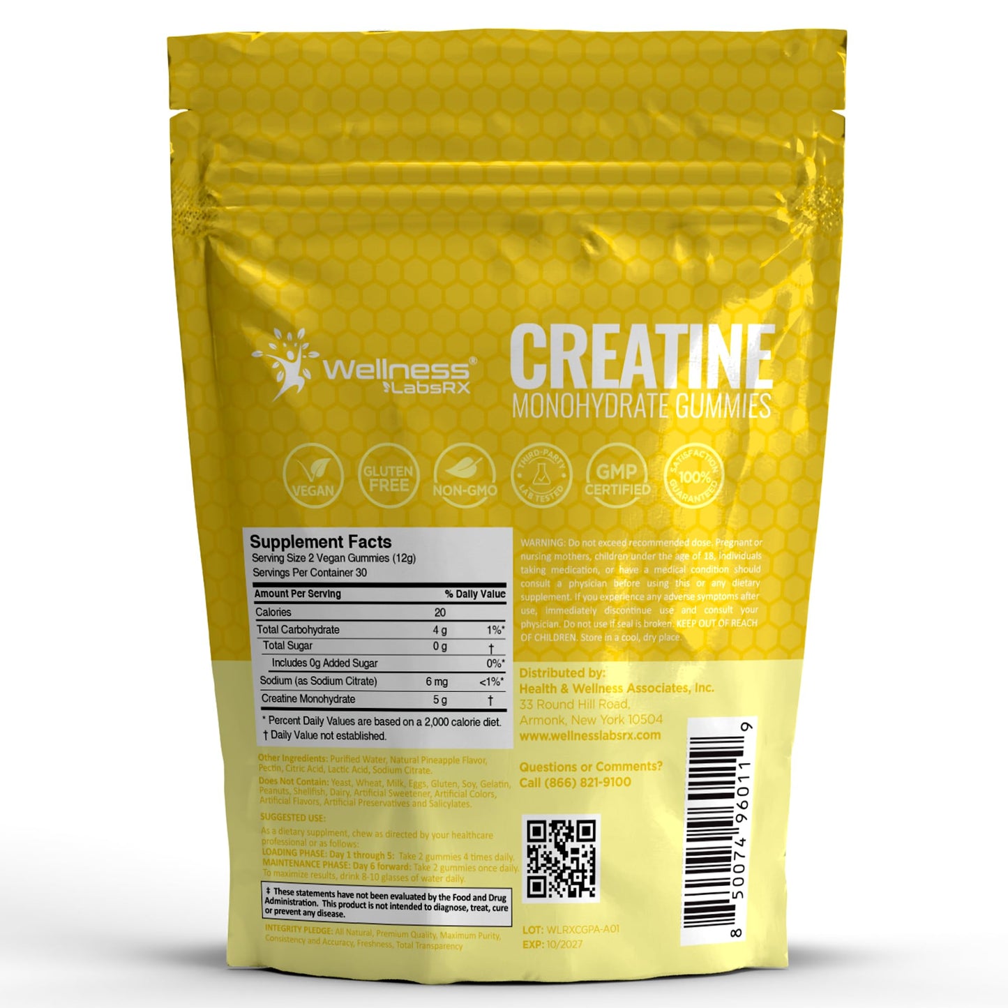 Creatine Gummies 5000mg, 30 Servings Creatine Monohydrate Gummies - Third-Party Tested Creatine for Women, Pineapple Flavor Creatine for Men, Muscle Growth, - Maple Wellness Supplements